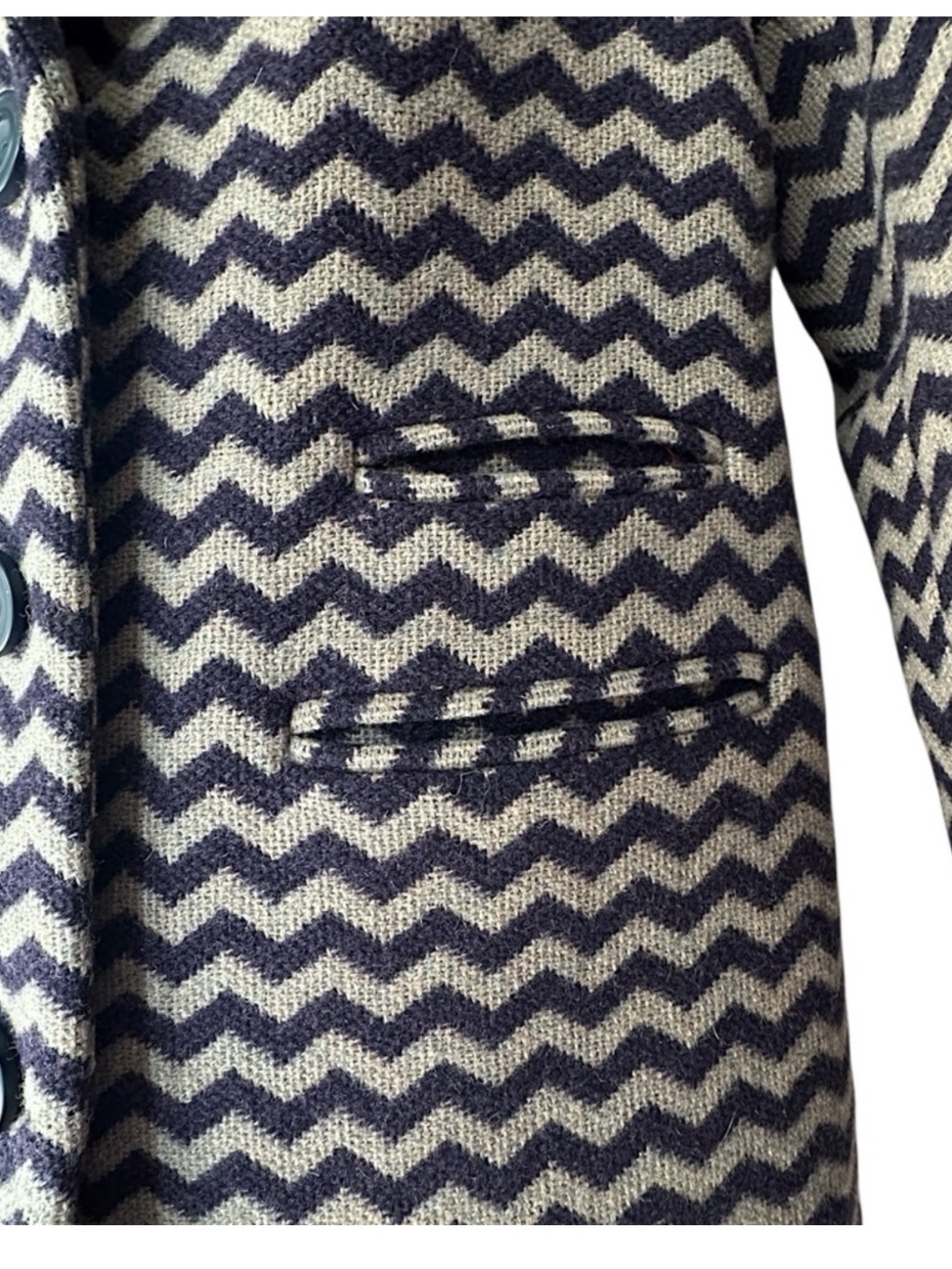 BODEN AMELIA WOOL COAT  NEW CHEVRON ZIG ZAG PATTERN POCKETS LINED |SIZE 8 - Picture 7 of 16